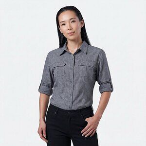 Magellan Outdoors Women Aransas Pass Long Sleeve Shirt L Vented Fish Gear Gray